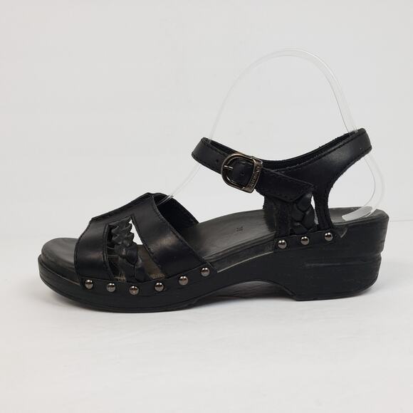Dansko Sissy Womens Size EU 39 US 8.5-9 Black Leather Braided Slingback Sandals - Picture 3 of 14